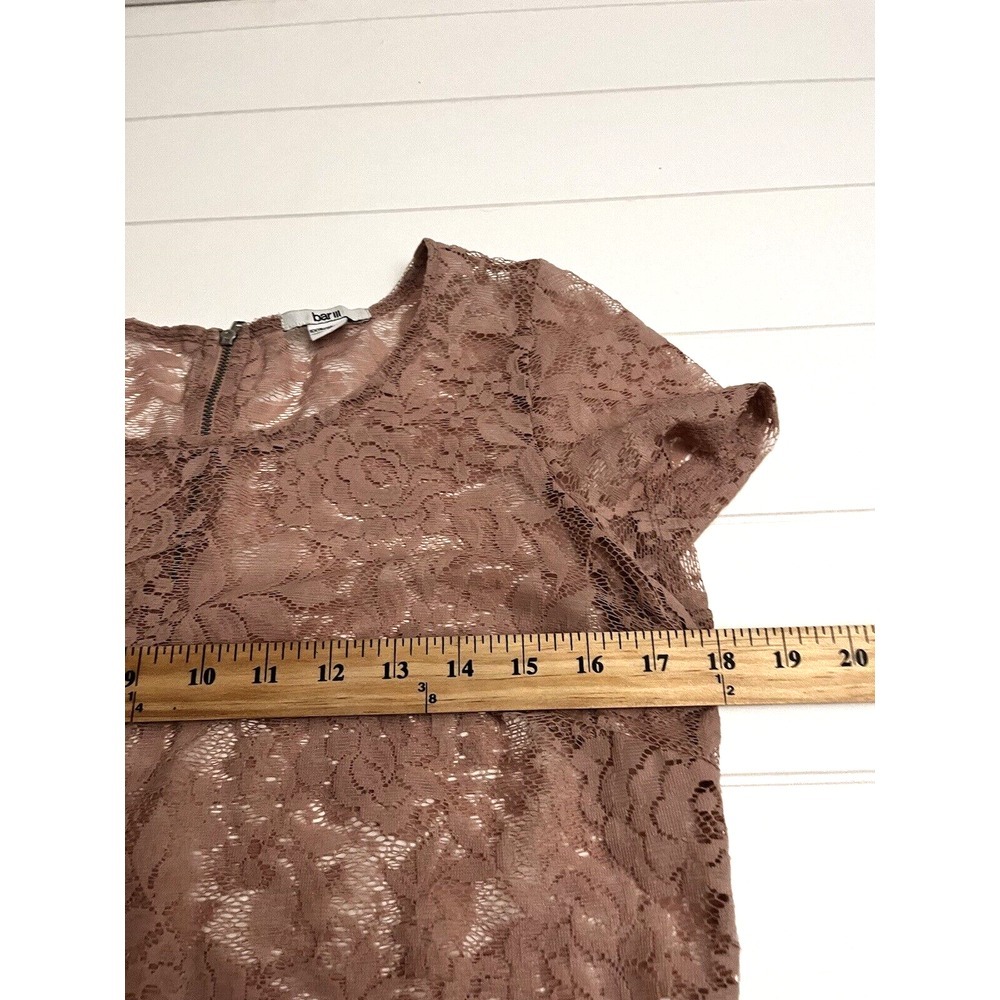 Bar III Lace Blush‎ Pink Blouse Size Small Short Sleeve - Picture 4 of 5
